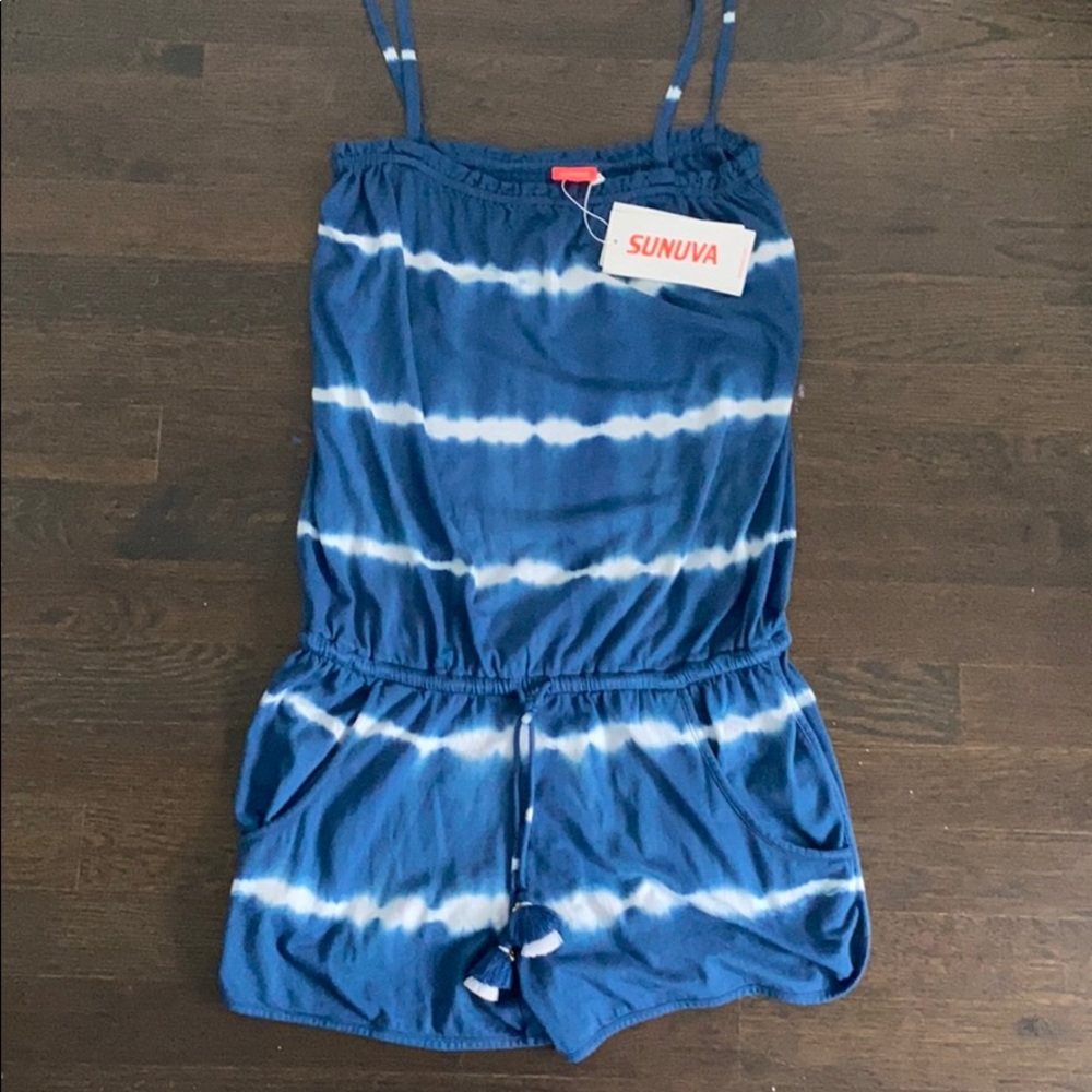 Blue tie dye romper